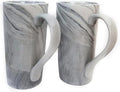 20 OZ Large Coffee Mugs, Grey Marble Ceramic Tall Beer Cups with Handle Set of 2 600 ml Oversized Porcelain Bulk Big Tea Cup for Men Women Gifts Mom and Dad