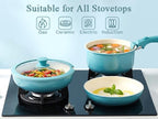 GIPP 5pcs Pots and Pans Set Non Stick, Nonstick Cookware Set Detachable Handle, Ceramic Pots for Cooking Non Stick with Removable Handle, RV Cookware Set for All Stoves, Light Blue Gradient