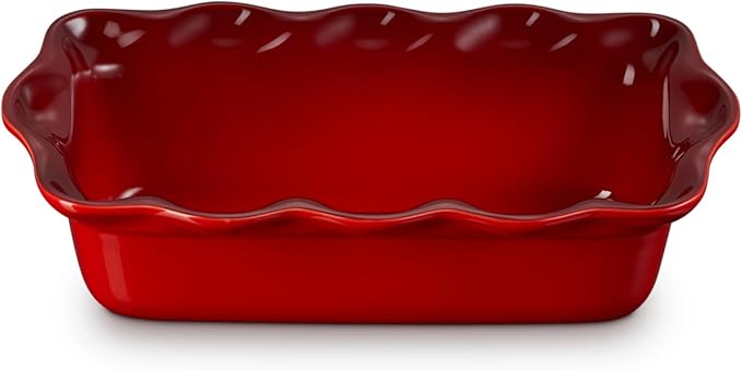 Le Creuset Stoneware Heritage Fluted Loaf Pan, 9", Cerise