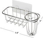 HULISEN 3-in-1 Sponge Holder for Kitchen Sink with Dish Brush Holder, Stainless Steel Caddy for Soap, Scrubber, No Drill and Rustproof, Silver