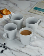 famiware Mars 4 Pieces Coffee Mug, 14 oz Tea Mug, Catering Mugs with Handle for Coffee, Tea, Cocoa, Milk, Light Gray