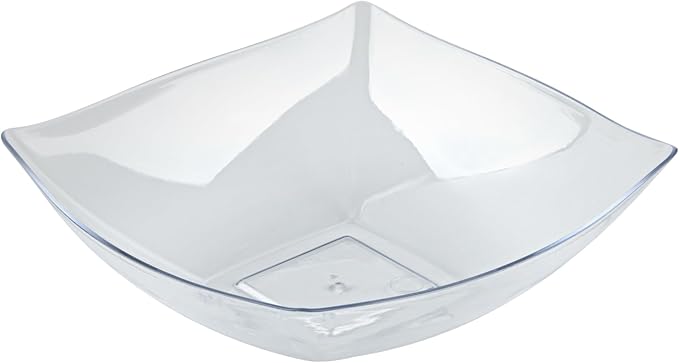 Restaurantware-Moderna 32 Ounce Fancy Plastic Bowls, 10 Square Disposable Salad Bowls - Durable, Heavy-duty, Clear Plastic Bowl, For Warm And Cold Foods