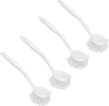 LOLA Dish Brush w/Scraper, 4 Pack, Durable Fiber Non-Scratch Bristles, Ergonomic Non-Slip Grip Handle, for Baked-on & Caked-on Messes