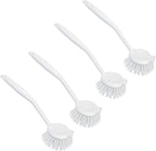 LOLA Dish Brush w/Scraper, 4 Pack, Durable Fiber Non-Scratch Bristles, Ergonomic Non-Slip Grip Handle, for Baked-on & Caked-on Messes