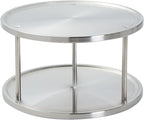 Juvale 2-Tier Lazy Susan Spice Rack Organizer for Cabinet - 10.5 in, Stainless Steel - Kitchen Countertop Organizer & Spice Carousel for Pantry Organization