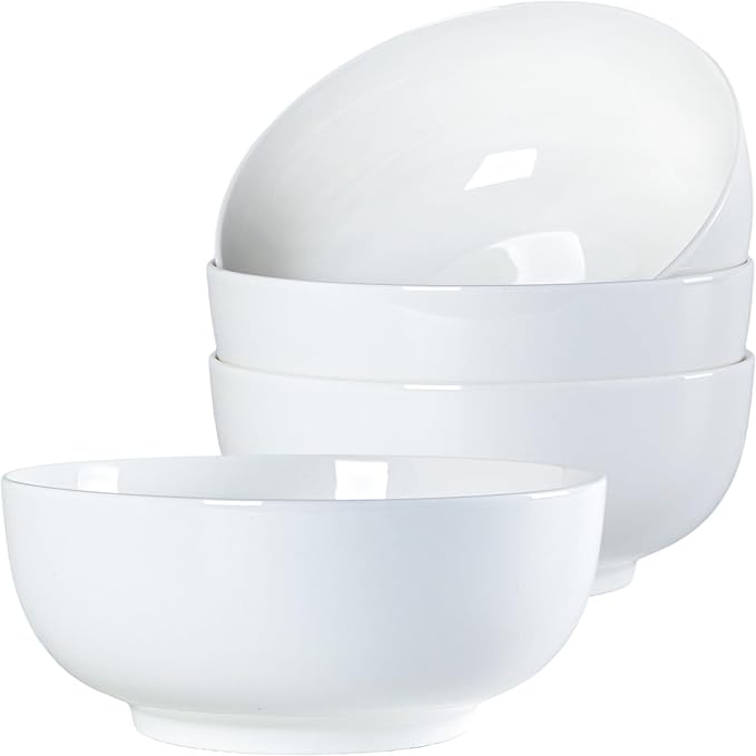 40 oz Off White Ceramic Soup Bowls, Ramen Bowls, Pho Bowls Set of 4, 7 Inch