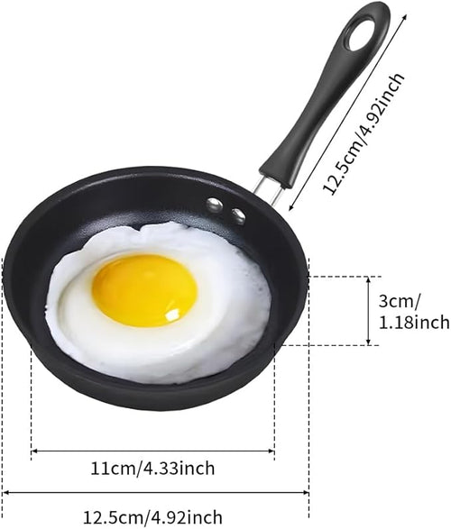 4.7inch Mini Non-Tick Egg Pan, One Egg Frying Pan, Gas/Induction Compatible Small Pan with Handle for Omelet, Pancake & Camping, RV Use(COLOR:Black)