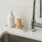 DecorRack Sponge Holder for Kitchen Sink, Bathroom and Kitchen Sink Organizer, Flexible & Durable Soap Dish for Any Countertop (White, 1 Pack)