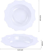 COLOSUS 60 Pack White Plastic Bowls, 12 oz Disposable Soup Bowls, Premium Plastic Dinner Bowls,Heavy-duty Dessert Salad Bowl for Party, Wedding, Dinner, and Catering