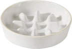 Havniva Ceramic 1.2 Cup Dog Bowl Slow Feeder, 7.3 inch Slow Pet Food Dish for Medium and Small Dog, Stop Bloat, Preventing Choking(Single Bowl, Reactived Glaze -White)