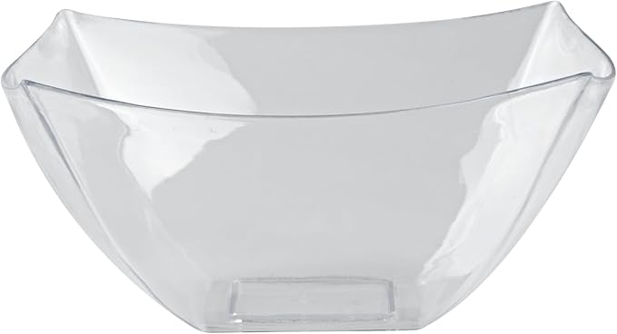 Restaurantware Moderna 8 Ounce Fancy Square Disposable Bowls - Durable Heavy-Duty Clear Plastic for Warm and Cold Foods (Pack of 3)