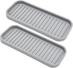 Silicone Sponge Holder 2 Pack, Dish Soap Holder for Kitchen Counter, Waterproof Sponge Soap Tray for Kitchen Sink Bathroom, Multipurpose Sink Caddy Organizer for Soap Dispenser Light Grey