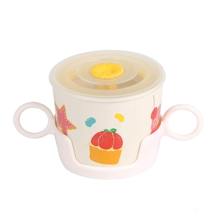 shopwithgreen 7Pcs/Set Bamboo Kids Dinnerware Set - Children Dishes - Food Plate Bowl Cup Spoon Fork Set Dishware, Cartoon Tableware, Dishwasher Safe Kids Healthy Mealtime, BPA Free