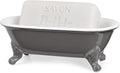 6.5" Ceramic Mini Decorative Clawfoot Bathtub Bar Soap Dish, Kitchen Sponge Holder and Shower Tray for Bathroom, 1 Pack(Stone Gray)