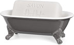 6.5" Ceramic Mini Decorative Clawfoot Bathtub Bar Soap Dish, Kitchen Sponge Holder and Shower Tray for Bathroom, 1 Pack(Stone Gray)