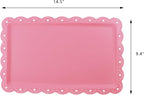 Set of 6 Plastic Serving Trays Food Tray - 14" x 9" Rectangle Serving Platter for Party Cafeteria Kitchen Restaurant , Small Flat Trays for Dessert Fruit Cookie Snack (6, Pink)