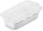 Le Creuset Stoneware Heritage Fluted Loaf Pan, 9", White