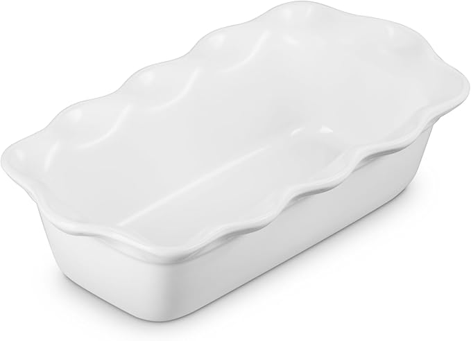 Le Creuset Stoneware Heritage Fluted Loaf Pan, 9", White