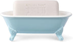 6.5" Ceramic Mini Decorative Clawfoot Bathtub Bar Soap Dish, Kitchen Sponge Holder and Shower Tray for Bathroom, 1 Pack(Baby Blue)
