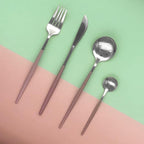 Silver Silverware Set, 24-Piece Stainless Steel Flatware Set Service For 6, Mirror Polished Pink Handle Tableware Cutlery Set Knife Fork And Spoon For Home & Restaurant, Dishwasher Safe