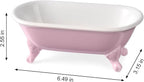 6.5" Ceramic Mini Decorative Clawfoot Bathtub Bar Soap Dish, Kitchen Sponge Holder and Shower Tray for Bathroom, 1 Pack (Pink)