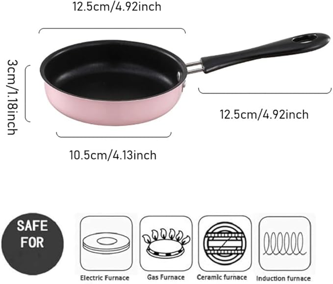 Nonstick Frying Pan 4.9 Inch(12.5cm) Round Egg Pan One Egg Fry Pan Egg Pancake Maker Omelet Mini Dishwasher Safe Cookware Small Egg Skillet, PFOA Free, Portable Pan for Stove Gas Induction Hob