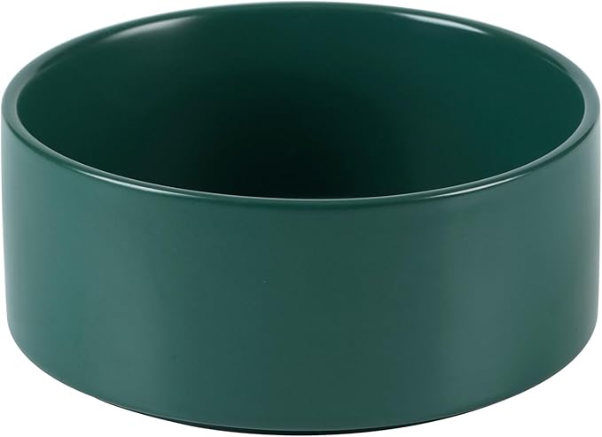 Havniva Ceramic Dog Bowl, Food and Water Bowl for Medium Breed Dog, Pet Bowl for Replacement (7.3 inch, Single Bowl, Green)