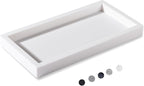 Small Silicone Bathroom Vanity Tray Rectangle Soap and Sponge Holder Kitchen Sink Organizer for Scrubber, Lotion Bottles, Perfume, Jewelry, Candle, Key Trinket Ring, White
