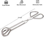 9-Inch Heavy Duty Stainless Steel Kitchen Tongs - Comfortable Ergonomic Grip, Scissor Design, Heat Resistant for BBQ and Cooking