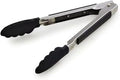 KitchenAid Silicone Tipped Side Locking Tongs, Black, 9 Inch