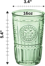 Bormioli Rocco Romantic Set Of 4 Cooler Glasses, 16 Oz. Colored Crystal Glass, Pastel Green, Made In Italy. (Pack of 2)