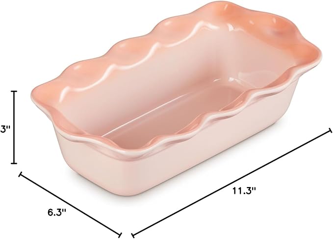 Le Creuset Stoneware Heritage Fluted Loaf Pan, 9", Peche