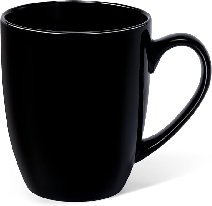 Urbanstrive 16 oz Large Coffee Mugs Set of 6 Ceramic Coffee Mug White Coffee Cups Tea Cups Idea Gift for Women Men House Warming Gifts New Home Office, Black 6 Pack
