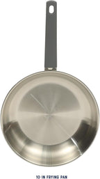 Oster Beauford 10-Inch Stainless Steel Frying Pan – Induction, Oven & Dishwasher Safe Skillet, Soft-Touch Gray Handle, 5-Ply Encapsulated Bottom