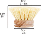 AMERWASH PLUS Classic Dish Brush Replacement Head 3 Packs, Natural Bristle Tampico Fiber for All Purpose Cleaning, Kitchen Scrubber