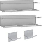 Magnetic Spice Rack For Refrigerator, Space Saving Magnetic Shelf For Fridge Grey 2 Pack With Magnetic Paper Towel Holder