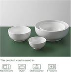 DOWAN Serving Bowls, Mixing Bowl Set, 70/30/20/8 Ounces Mixing Bowls for Kitchen, Soft White Serving Set, Serving Bowls Set of 4, Ceramic Bowl Sets for Eating Different Sizes