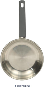 Oster Beauford 8-Inch Stainless Steel Frying Pan – Induction, Oven & Dishwasher Safe Skillet, Soft-Touch Gray Handle, 5-Ply Encapsulated Bottom