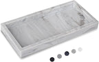 Small Bathroom Vanity Silicone Tray for Counter, Rectangle Dish Soap and Sponge Holder for Kitchen Sink, Perfume Organizer for Dresser, Marble Grey