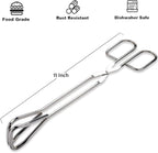 11" Heavy Duty Stainless Steel Kitchen Scissor Tongs with Comfortable Ergonomic Grip, Heat Resistant tongs for Cooking & BBQ