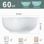 60 oz Large Pho Soup Bowls, Large Ramen Bowls, Off-White Big Ceramic Bowls Set of 3, 8 Inch