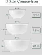 DOWAN 39 OZ Soup Bowls Set of 4 - Large Cereal Bowls, White Ceramic Big and Deep Ramen Bowls for Noodle, Pasta, Salad, Mixed Fruit - Dishwasher & Microwave Safe