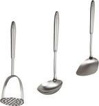 18/10 Stainless Steel Cooking Utensils Set, 3 PCS Long Large Metal Cooking Utensil Tools Set, Mirror Polished Kitchen Gadget Cookware and Kitchen Tool Set, Dishwasher Safe