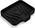 Grevosea Sponge Holder for Kitchen Sink, Silicone Dish Sponge Holder with Drain Spout Soap Dish Tray for Shower Bathroom Scrubbers Kitchen Sink Organizer Accessories (Black)