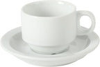 Gibson Home Gracious Dining 3-Ounce Espresso Cups Set of 4, Small Stackable Coffee Cups with 4 Saucers, Metal Stand, Ceramic Demitasse Mugs, Espresso Accessories for Machine