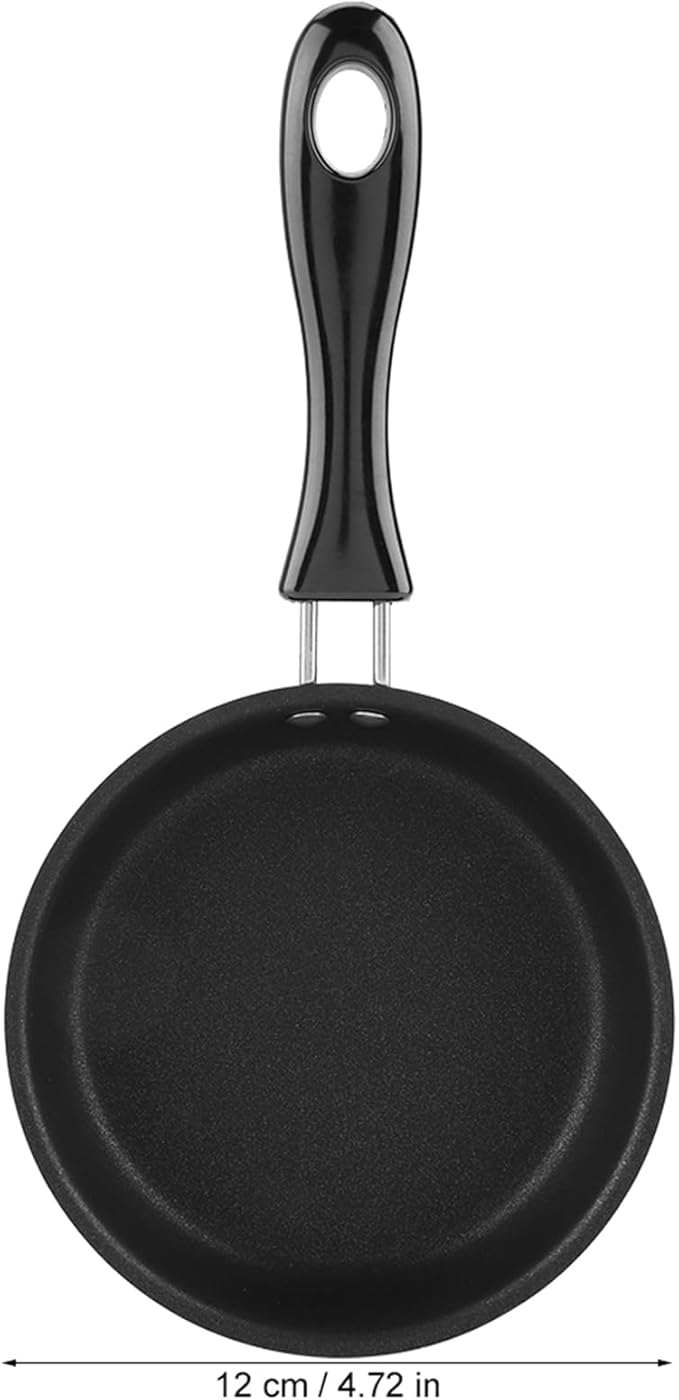 Small Frying Pan Skillet, Nonstick Mini Frying Pan with Handle Black Portable Cookware Pot for Gas Cooktops Household 4.72 inch