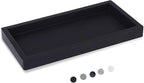 Small Silicone Bathroom Vanity Tray Rectangle Soap and Sponge Holder Kitchen Sink Organizer for Scrubber, Lotion Bottles, Perfume, Jewelry, Candle, Key Trinket Ring, Black