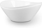 LaGlint 66 OZ Salad Bowl Set of 2, Opal Glass 10 inch Lightweight Serving Dishes for Salad, Fruit, Kitchen Microwave & Dishwasher Safe, Oval Shape White