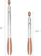 2 Pcs Wooden Tongs for Cooking – 15"/11" Walnut Wooden Kitchen Tongs with Wooden Tips, Ideal for Salad and BBQ