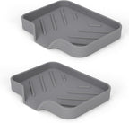 Silicone Soap Dish for Shower with Self Draining, 2 Pack Soap Holder for Bathroom, Silicone Sponge Holder for Kitchen Sink, Soap Tray for Dispenser, Scrubber, Bottle, 4.7"×3.9", Gray